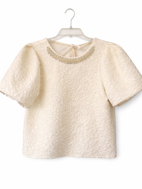 hazel Tops - Anthropology blouse top cream ivory textured pearls size S